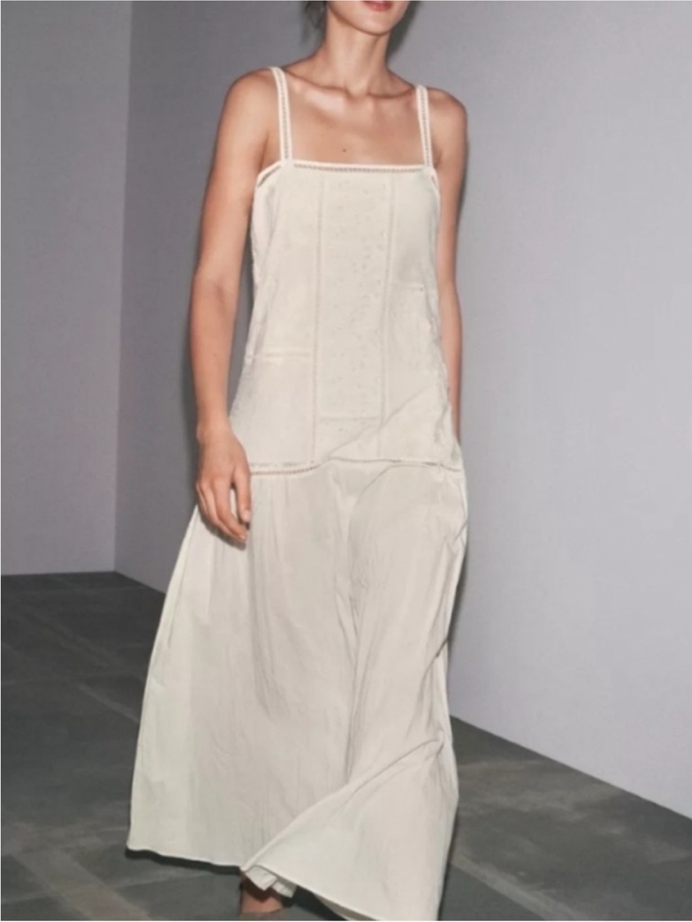 Zara Cream Midi Slip Dress